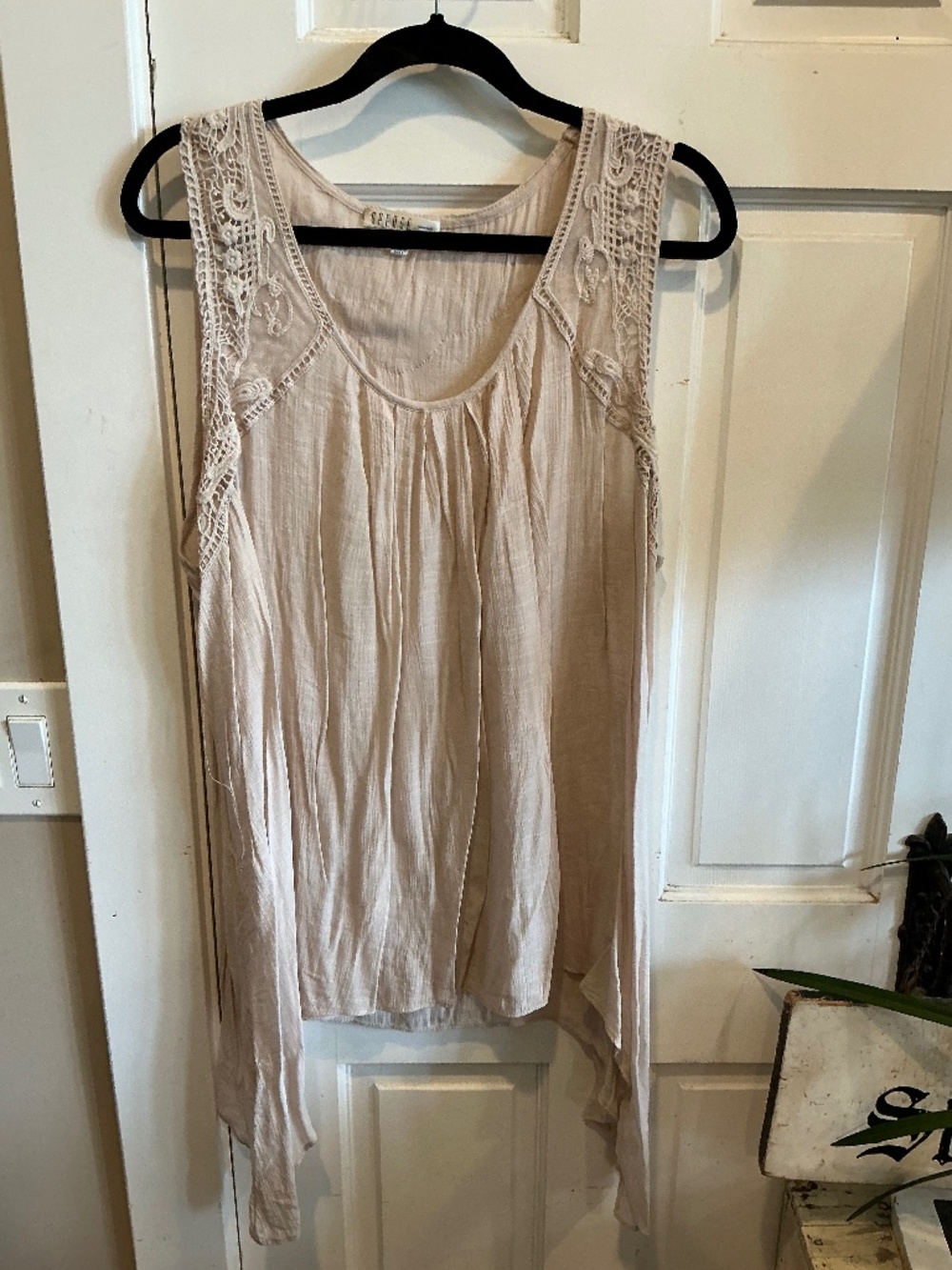 Spense lightweight gauzy tank or camisole top with lace details!  Plus size 2x